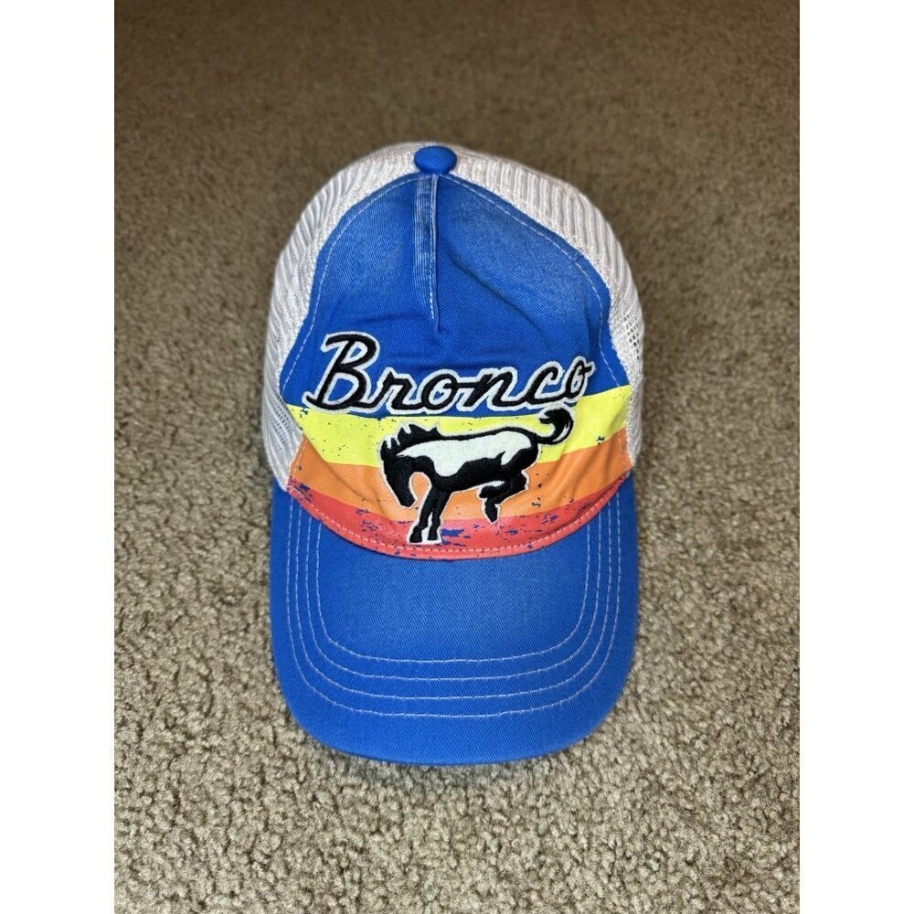 Ford Bronco Mesh SnapBack Trucker Cap Hat White/Blue - Picture 1 of 10